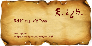 Rády Éva névjegykártya